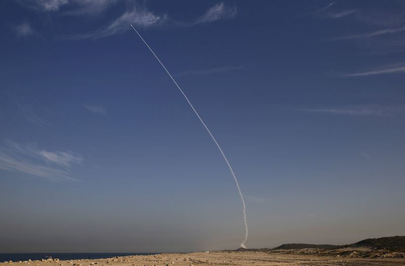 An 'Arrow 3' ballistic missile interceptor is seen during its test launch near Ashdod, Israel December 10, 2015. — Reuters pic