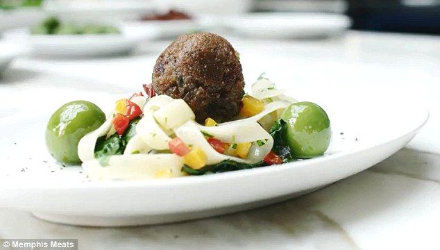 Memphis Meats, which grows meat from animal cells, will make its debut this week and plans to have its animal-free products on the market in three to four years. To show just how busy they've been in the lab, they unveiled the first meatball grown from beef cells