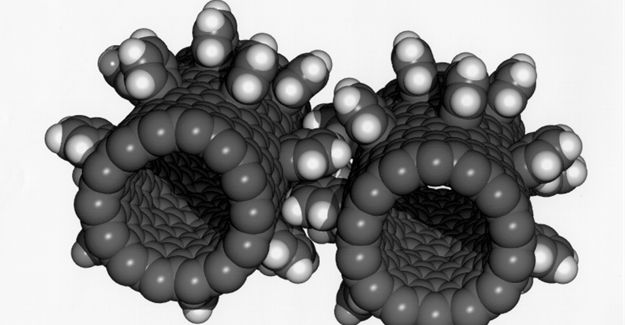 Nano-architects design materials that can work together at very tiny scales, like these interlocking gears made of carbon tubes and benzene molecules. NASA