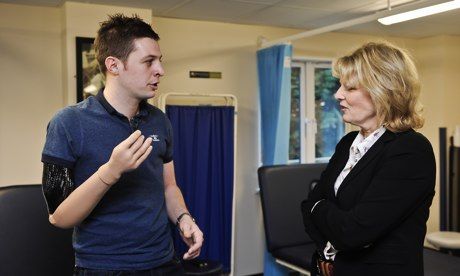 Corporal Andrew Garthwaite with the defence minister Anna Soubry