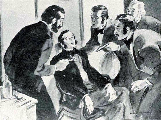 18th Century Tooth extraction under nitrous oxide.